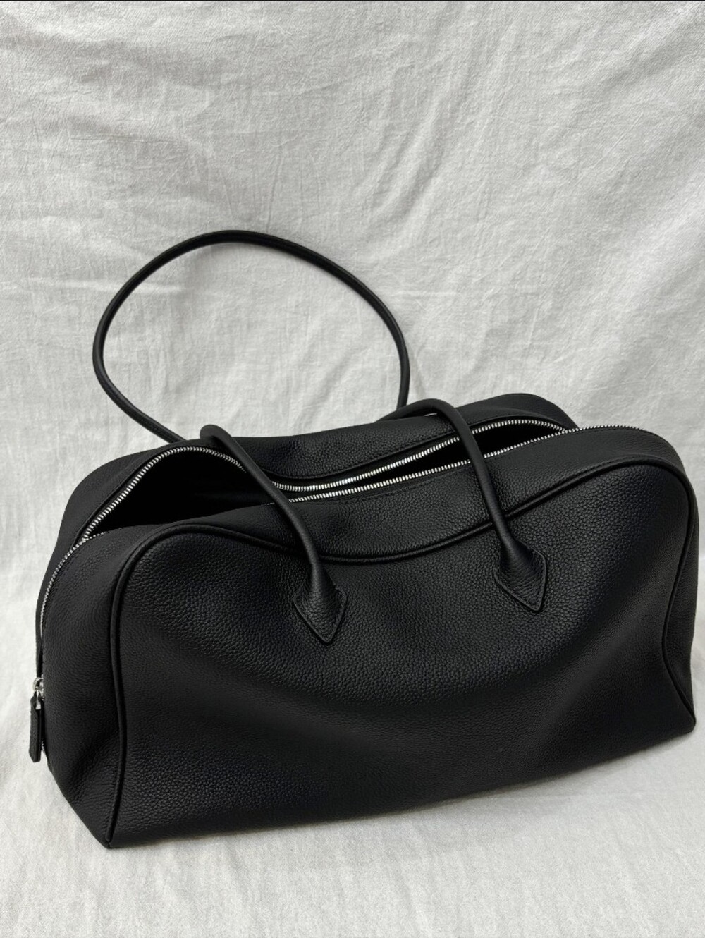 Etsy Black Leather Bowler Style Bag